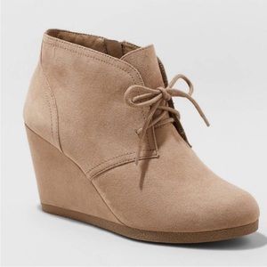 Merona Taupe Suede Lace-Up Wedges